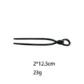 Black metal U-shaped hair fork elegant bun hairpin minimalist hair styling accessory 12.5cm - Twisted Knot Pleated Style (1409-2) / Gunmetal