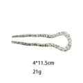 Silver alloy U-shaped hammered hair fork, elegant hair accessory for buns and updos, 4x11.5cm - Wide Pleated Hammered Style (1409-3) / Silver