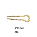 Gold U-shaped hammered hair fork elegant metal hair pin for buns styling accessories - Wide Pleated Hammered Style (1409-3) / Gold