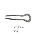 Silver alloy U-shaped hammered hair fork minimalist hair accessory for stylish buns. - Wide Pleated Hammered Style (1409-3) / Gunmetal