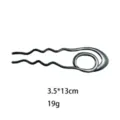 Alloy U-shaped hair pin for elegant bun styling, minimalist metallic hair fork variant. - Wavy Ring Style (1409-4) / Gunmetal