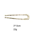 Gold metal U-shaped hair fork stylish hammered bamboo hair pin elegant bun hairpin for women - Twisted Pleated Style (1409-5) / Gold