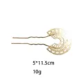 Gold metal U-shaped hair fork hairpin minimalist hollow fan bun pin elegant hair accessory - Fan-shaped Hollow Style (1409-7) / Gold