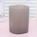 Organizador de escritorio de plástico transparente portalápices para papelería y maquillaje. - Cuadrado / Gris