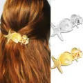 Ocean style starfish and shell hair clip variant, available in gold and silver colors. - Set 15
