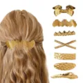 Goldfarbenes Metall Haarspangen Set, elegante geometrische Spangen für Damen Frisuren. - Set 1