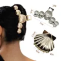Metal shell hair claw clips set, stylish alloy shark clip for women and girls daily styling. - Gold And Silver Shell Shark Clip Set (1102)