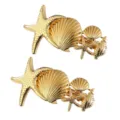 Gold starfish shell hair clips set fashion metal barrettes for women hair styling accessories - Set 13