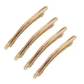 Gold metal hair clips set, 4 pieces minimalist spring barrettes for styling side hair. - Set 7