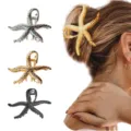 Metal starfish hair claw clip set, elegant shark clip for women hair styling accessories. - Gold And Silver Starfish Claw Display Style (1102)