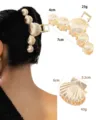Gold shell hair claw clip set alloy metal shark clip elegant hair accessories for women girls - Gold Long Shell And Single Shell Claw Set (1102)
