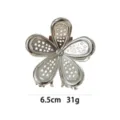 Silver metal flower hair claw clip with hollow geometric patterns, stylish 6.5cm hair accessory - Hollow Geometric Floral Style (1175-1) / 6.50cm / Silver
