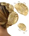 Gold Shell Hair Claw Clips Set Metal Shark Hair Claws for Women Hair Styling Accessories - Gold Shell Large And Small Style Set (1102)