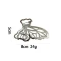 Silver metal hair claw clip with unique wing design, 8cm compact size for styling. - Hollow Wing Design (1175-3) / 8x5cm / Silver