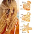 Gold alloy hair claw clips set with pearl marine shell starfish design for women daily styling. - Western Mini Marine Element Set (1102)