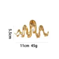 Goldene gewellte Haarklammer mit Perle, elegante Metall Haarspange fuer Damen Styling Alltag. - Wellendesign mit Künstlicher Perle (1175-16)