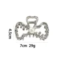 Silberne Metall Haarklammer mit Perle Schleife Design, elegante Haaraccessoires für Damen. - 3D Schleifen Design mit Künstlicher Perle (1175-20)