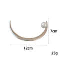 Crescent moon pearl hair stick alloy hairpin versatile elegant hair accessory for women styling. - Crescent Cloud with Artificial Pearl (Silver Plain)