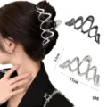 Liquid metal hair claw clip for thick hair, stylish silver geometric hair styling accessory. - Deconstructed Streamlined Style (Set 8) / 2 Pcs/Set