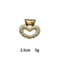 Mini gold heart hair claw clip, 2.5cm alloy small hair accessory for daily styling. - Embossed Heart Style (1162-15) / Gold