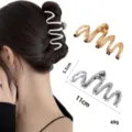 Large liquid metal hair claw clip details, 11cm irregular metallic design for thick hair. - Large Fluid Metal Style (Set 7) / 2 Pcs/Set