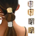 Ensemble de manchette de queue de cheval, pince cheveux or et argent lisse et texture. - Lot de 4 / Ensemble 6