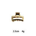 Mini gold metal hair claw clip 2.5cm small geometric shark clip stylish hair accessory for women - Rectangle Style (1162-11) / Gold