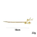 Golden tree branch hairpin detail view, plum flower design, 18cm length and 22g weight info. - Plum Cherry Blossom Branch (Gold Plum)