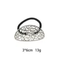 Elegant geometric hollow metal hair tie, elastic black rubber band, fashion hair accessory. - Silver Large Hollow Rectangle (1141-1)