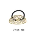 Gold hollow geometric hair tie, elegant arch design elastic hair band for women. - Gold Large Hollow Rectangle (1141-2)