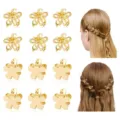 Mini gold hair claws set alloy flower hair clips cute small hair catch for women styling accessories - Hair Claws Set (Style 8) / 12 Pieces / Gold