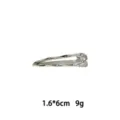 Silberner Metall Haarklammer minimalistisches Mode Haaccessoire Detailansicht 1.6x6cm - Stromlinienförmiger glatter langer Stil (1165-42)
