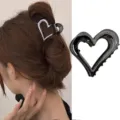 Heart shaped liquid metal hair claw clip large size elegant hair styling accessory for ladies - Light Black Liquid Heart Style / 1 Piece