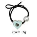 Minimalistische haarrekkers met lichtblauwe hart smiley parel hanger elastisch koord - Lichtblauw Hart Hanger Smiley Gezicht Stijl (1124-2)