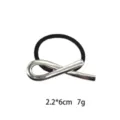 Silver geometric metal hair tie rubber band elastic hair accessory for women styling 2.2x6cm - Silver Irregular Streamline Geometry (1141-9)