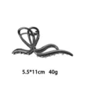 Gunmetal metallic hair claw clip with elegant ribbon shape, 5.5x11cm, perfect for thick hair. - Gunmetal Streamline Bow Heart Style (1166-4) / 1 Piece