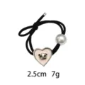 Minimalistische zwarte haarband met roze hart panda hanger en parel, schattige haartool access - Roze Hart Panda Stijl (1124-3)