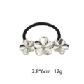 Silver metallic flower hair tie high elasticity elastic hair rope cute floral hair accessories - Silver Triple 3D Carved Flowers (1141-11)