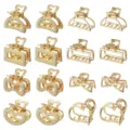 Gold mini metal hair claw clips set small hair accessories cute geometric styles design - Hair Claws Set (Style 2) / 16 Pieces/Pack / Gold