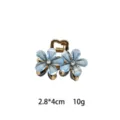 Mini blue crystal flower hair claw clip, cute small metallic hair accessory, size 2.8x4cm. - Gray