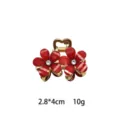 Red crystal flower hair claw clip mini metallic hairpin for women girls cute hair accessories - Lead