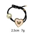 Schattige panda hart parel haarelastiek zwart elastisch paardenstaart haaraccessoire - Roze Hart Panda Hanger Stijl (1124-12)