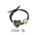 Zwarte hart panda haarelastiek met parel, elastisch haartouw voor leuke dagelijkse stijl. - Zwart Hart Panda Stijl (1124-14)