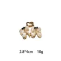 Mini gold flower hair claw clip with crystal details, stylish compact hair accessory for daily wear. - Light Gray