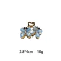 Mini blue butterfly hair claw clip with golden metal and crystal design for women. - Slate Gray