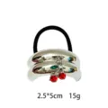 Metallic shiny hair rope with crystal cherry charm, stylish hair accessory 2.5x5cm 15g - Cherry Style (1116-11)