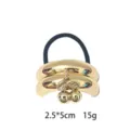 Goldfarbenes Metall Haargummi mit Doppeltubus Design und schickem Kirschen Anhänger Damen - Gold Kirsche Stil (1116-2)