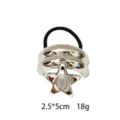 Silver metallic hair tie with star pendant and curved metal design, chic minimalist hair ring. - Pentagram Style (1116-5)