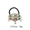 Alloy shiny hair tie with rhinestone cross pendant, stylish metallic hair accessory. - Cross Style (1116-6)