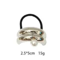 Silver double-layer metal hair tie with pearl pendant, stylish elastic hair rope accessory. - Pearl Style (1116-8)